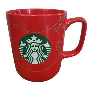 EUC Starbucks Coffee 2020 Christmas 12oz Coffee Cup Red Mug with Green Ribbon